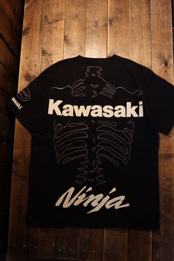 VANSN×KAWASAKIコラボレーション KMV-2603 天竺半袖刺繍Tee 忍者 NINJA