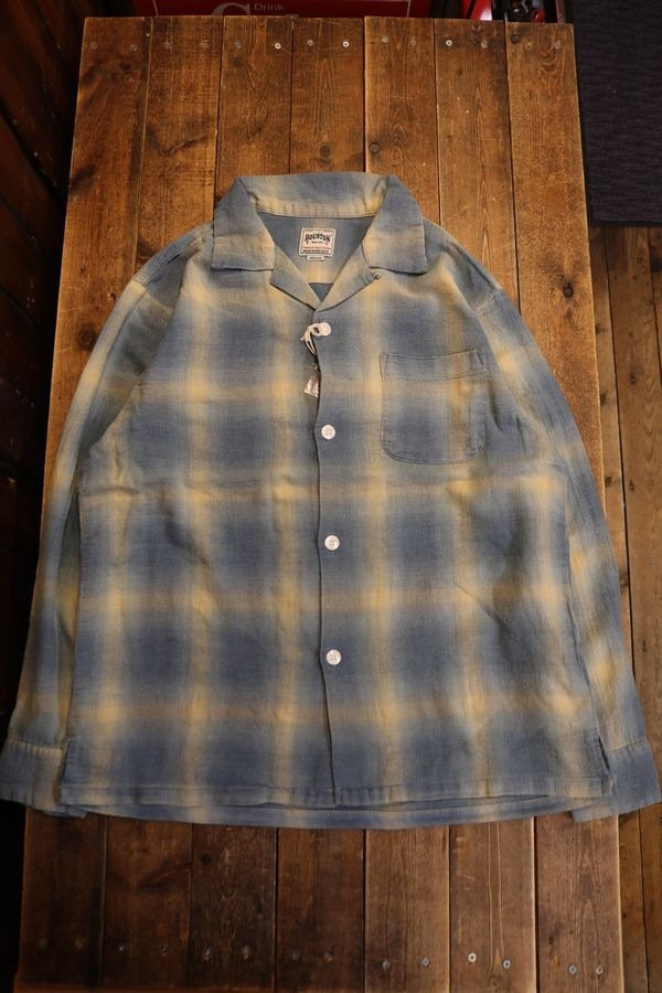 HOUSTON / �ҥ塼���ȥ� 41272 INDIGO HB OMBRE CHECK L/S SHIRT / ����ǥ����إ��ܡ��󥪥�֥졼�����å�Ĺµ����ġ�INDIGO BLEACH