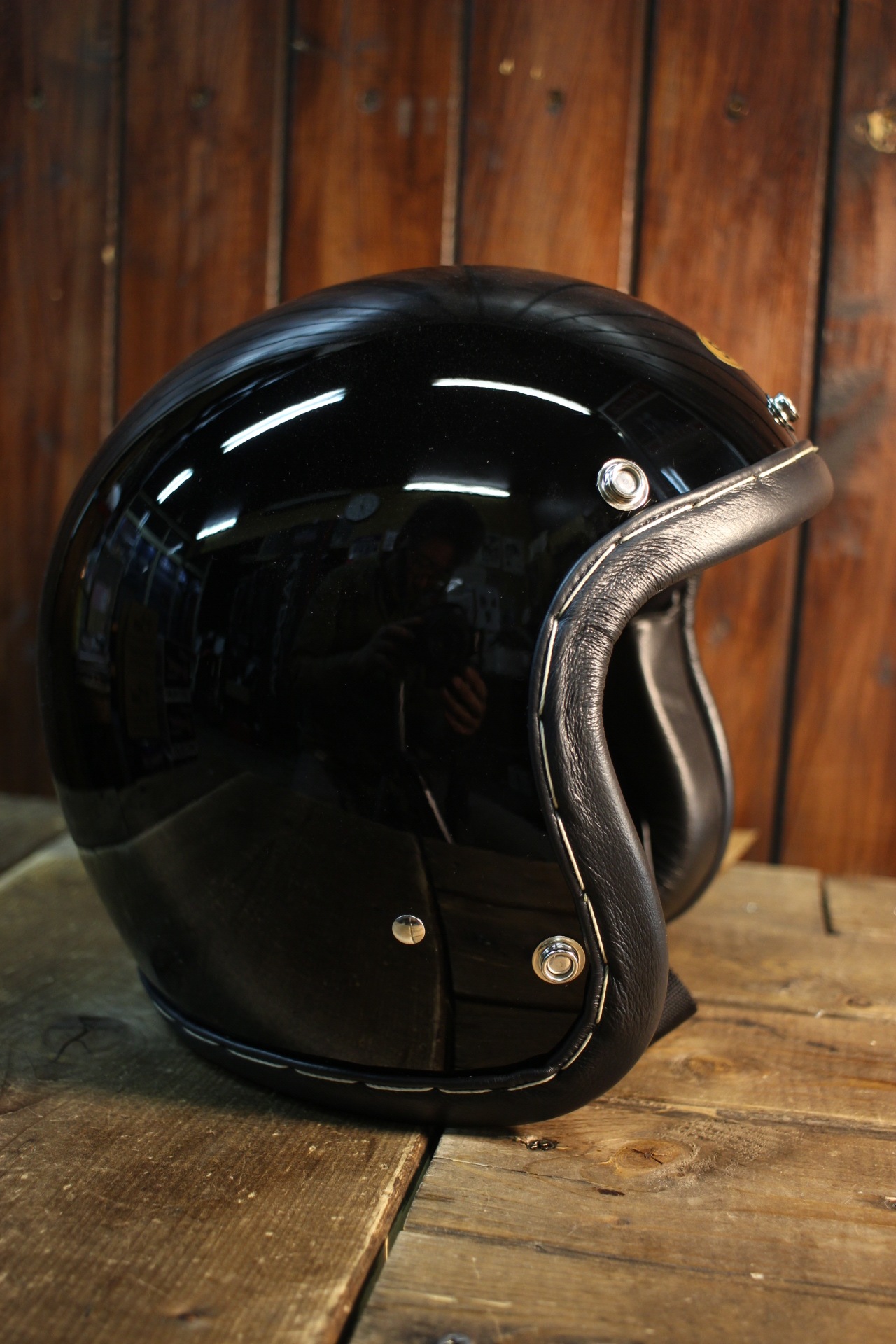 SHM ハンドステッチ ジェットヘルメット※ミラーシールド付き