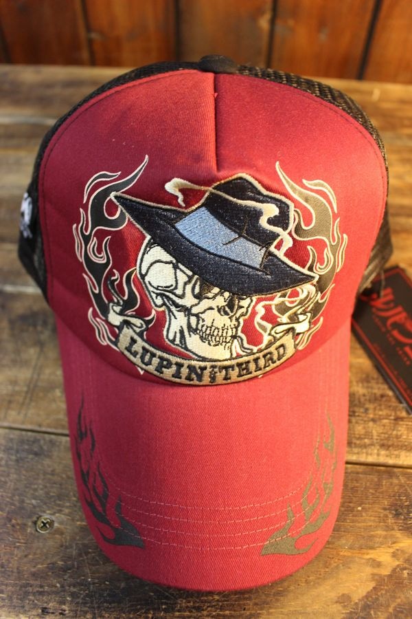 ルパン三世 LPN-2111 50周年記念メッシュキャップ スカル ワイン