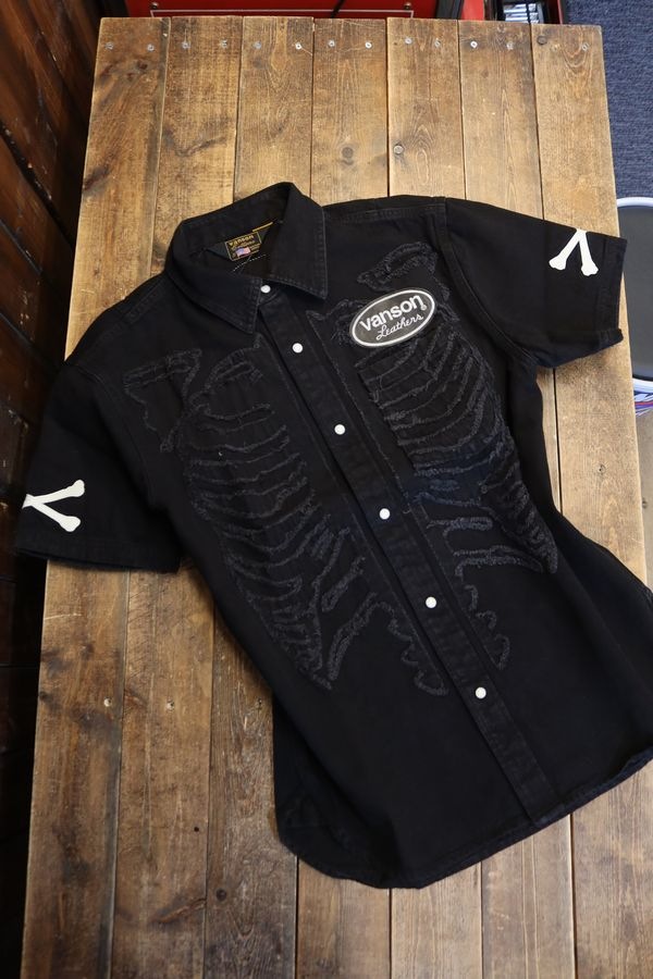 VANSON バンソンプレミアムライン NVSS-2505 デニム半袖シャツ 生地