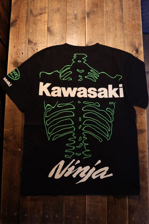 VANSN×KAWASAKIコラボレーション KMV-2603 天竺半袖刺繍Tee 忍者 NINJA