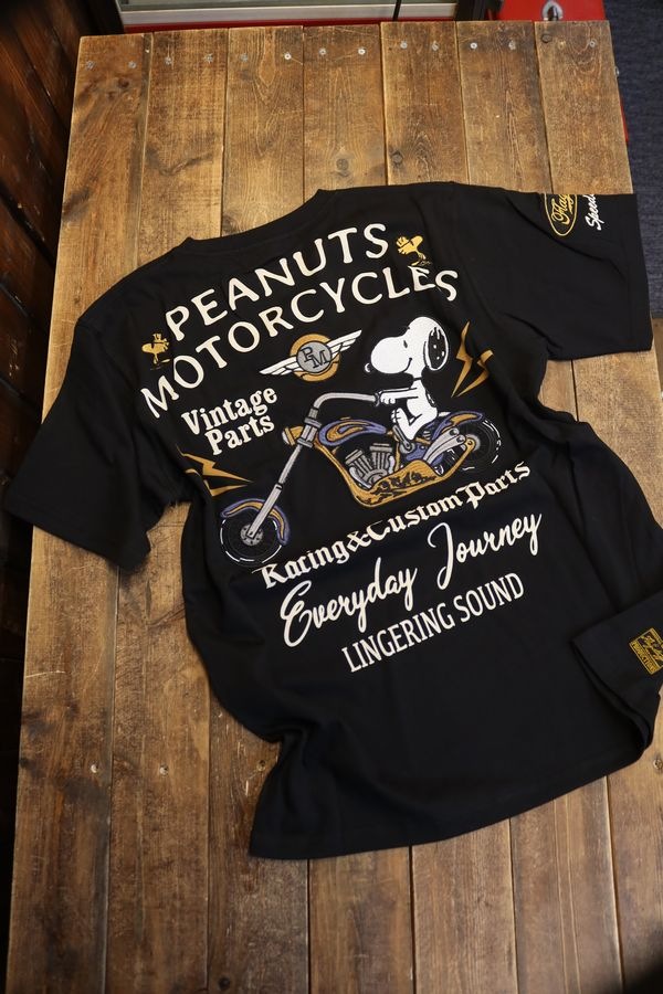 FLAG STAFF���ե�å������åա�Snoopy��442063��ŷ��ȾµTee��SNOOPY MOTORCYCLE Tee���֥�å�