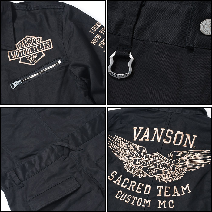 vanson M.C. BOSTON 黒 コットンツナギ
