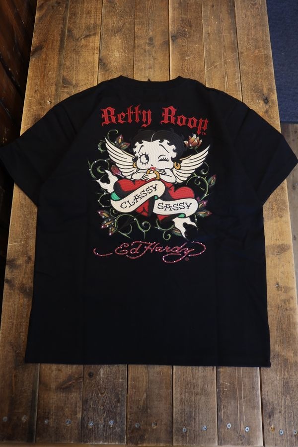 BETTY BOOP��ED HARDY��BED-2601 ŷ��Tee���٥ƥ��ߥ��ɥϡ��ǥ������ɽ����֥��ȡ��饤�󥹥ȡ���T����ġ��֥�å�