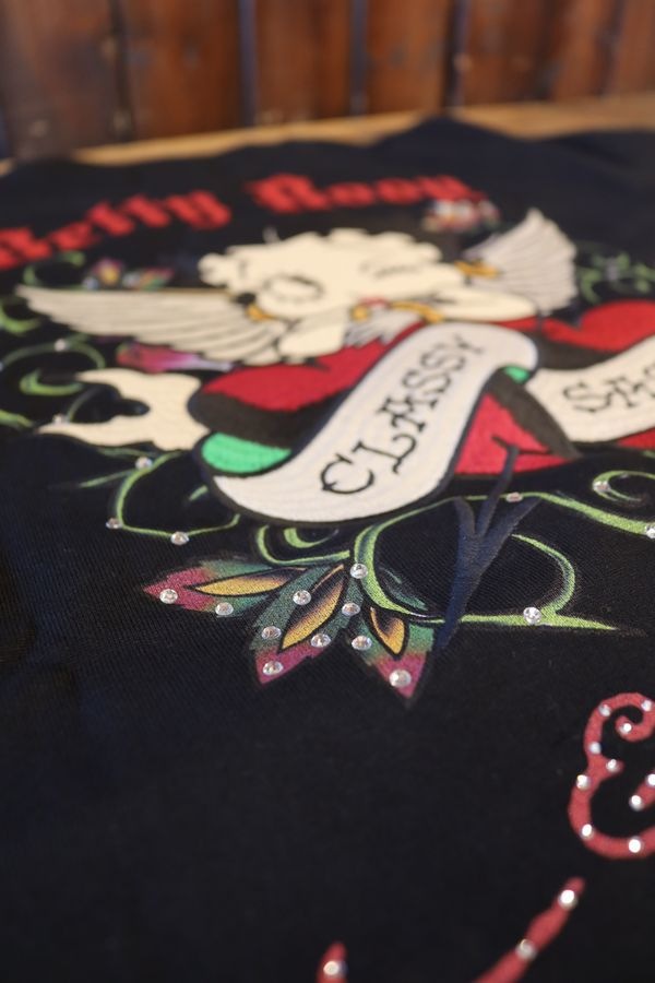 BETTY BOOP��ED HARDY��BED-2601 ŷ��Tee���٥ƥ��ߥ��ɥϡ��ǥ������ɽ����֥��ȡ��饤�󥹥ȡ���T����ġ��֥�å�