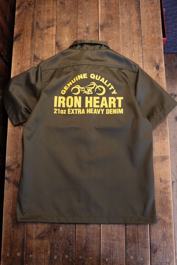 IRON HEART アイアンハート IHSH-446 T/Cメカニック半袖シャツ／OD
