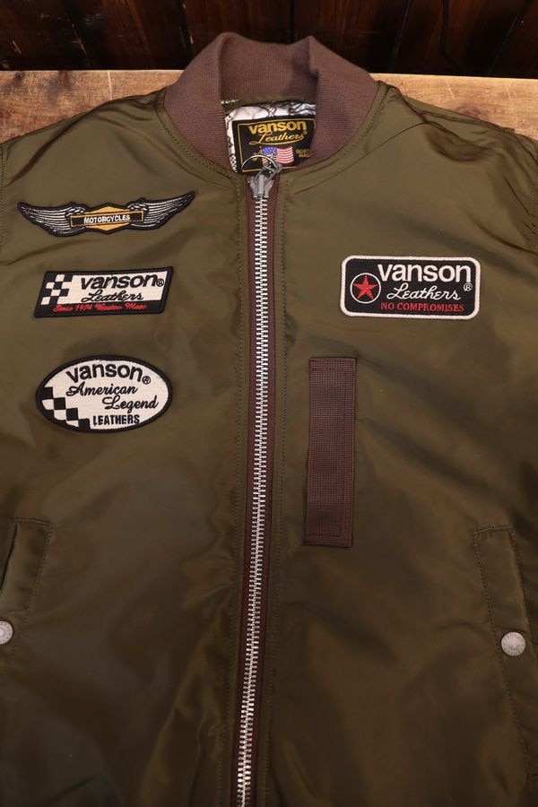 VANSON�Х󥽥�NVJK-2601 MA-1 �ʥ����� �ե饤�� ���㥱�åȡ��ȥ�ץ륹�������ɴ���V���꡼��