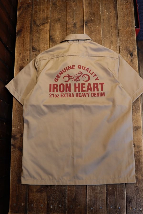 IRON HEART アイアンハート IHSH-446 T/Cメカニック半袖シャツ／カーキ