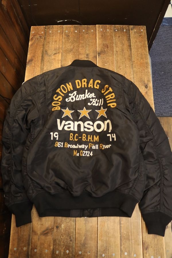 VANSON�Х󥽥�NVJK-2601 MA-1 �ʥ����� �ե饤�� ���㥱�åȡ��ȥ�ץ륹�������ɴ����֥�å�