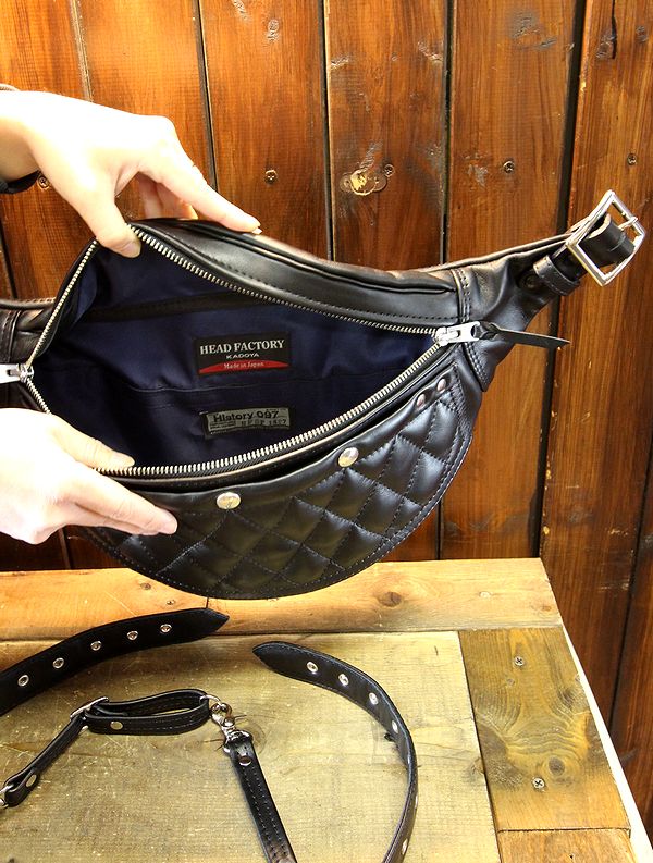 KADOYA×Historyコラボ HFG/SHOULDER BAGPTD へッドファクトリーショルダーバッグ・パテッド シルバーファスナー