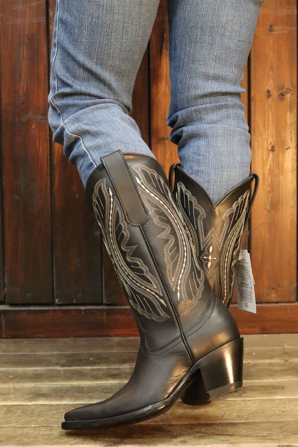 BOTAS JEVER レディース カウボーイ ブーツ 1138/NEGRO ヘーベル・ブーツ ウエスタンブーツ ブラック・黒 牛革