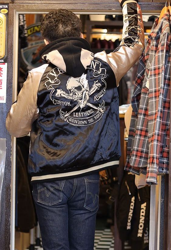 2way リバーシブル VANSON スカジャン ドクロ柄×フレイム VANSON 当店