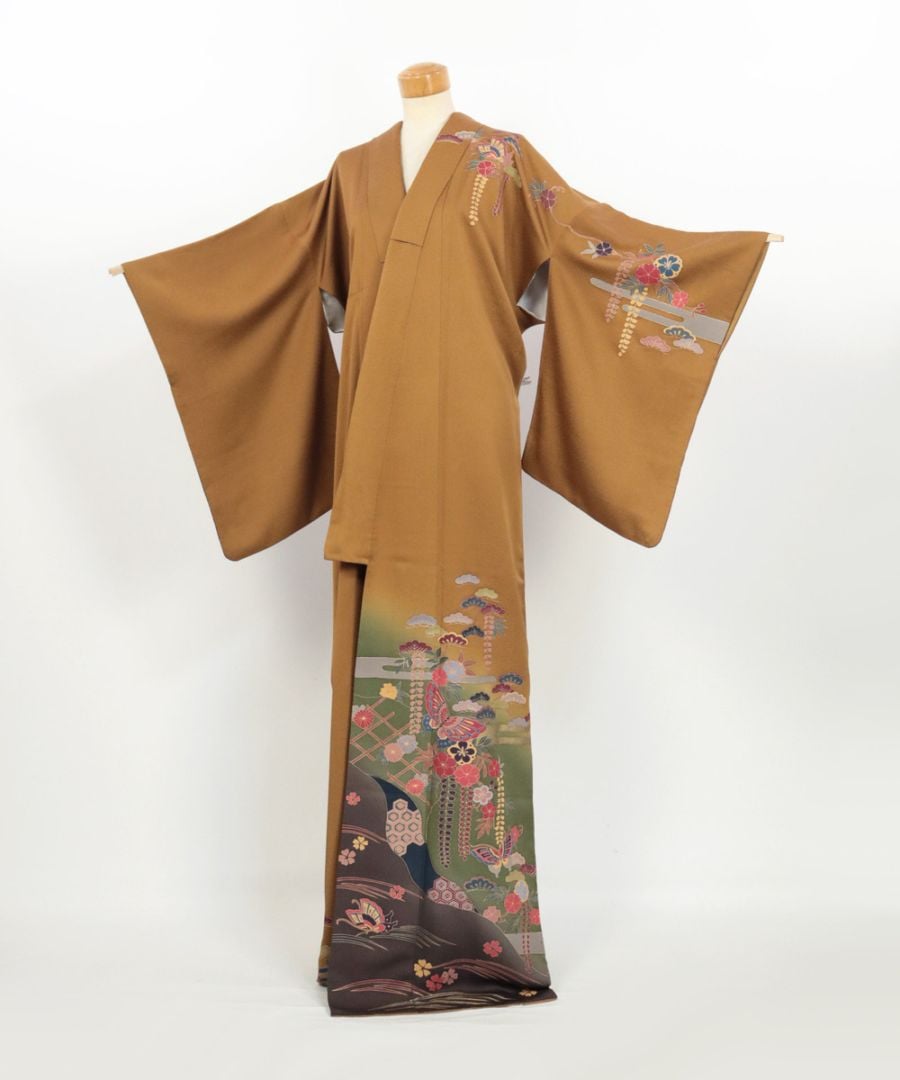 【リユース】訪問着：松竹梅・花籠・蝶／2504092