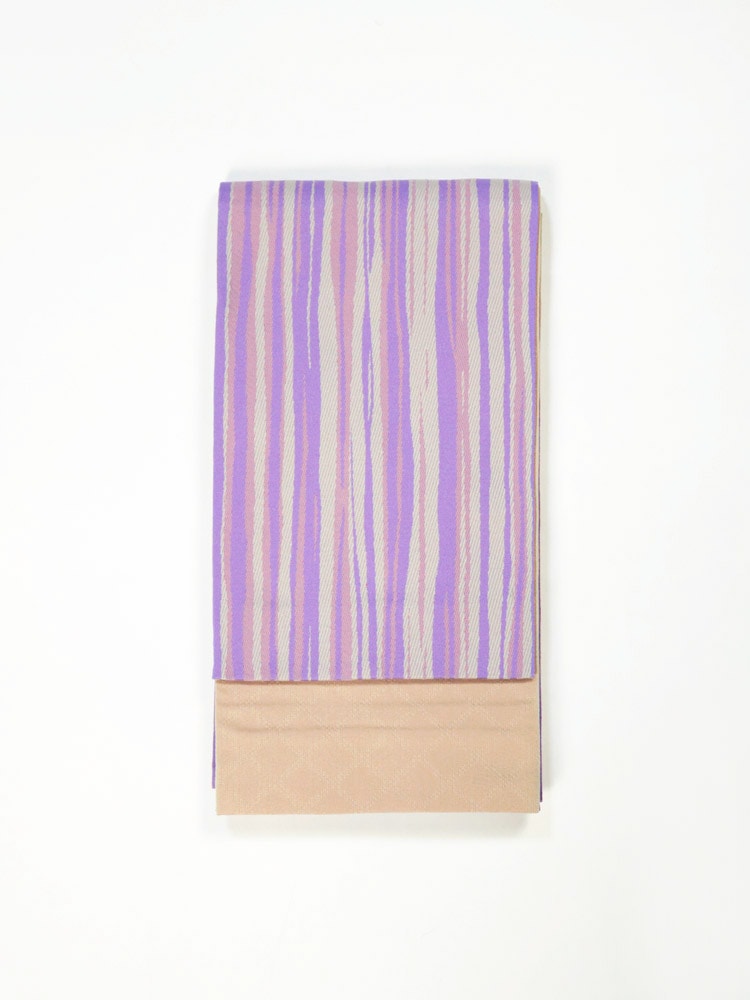 半巾帯 変り縞／無地調格子