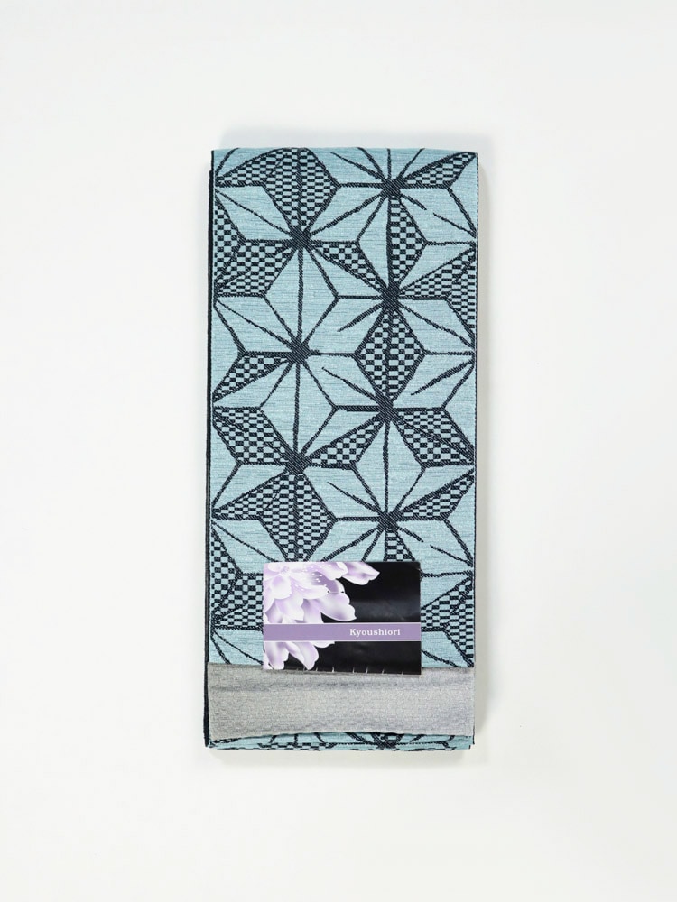 半巾帯 麻の葉／無地調 日本製