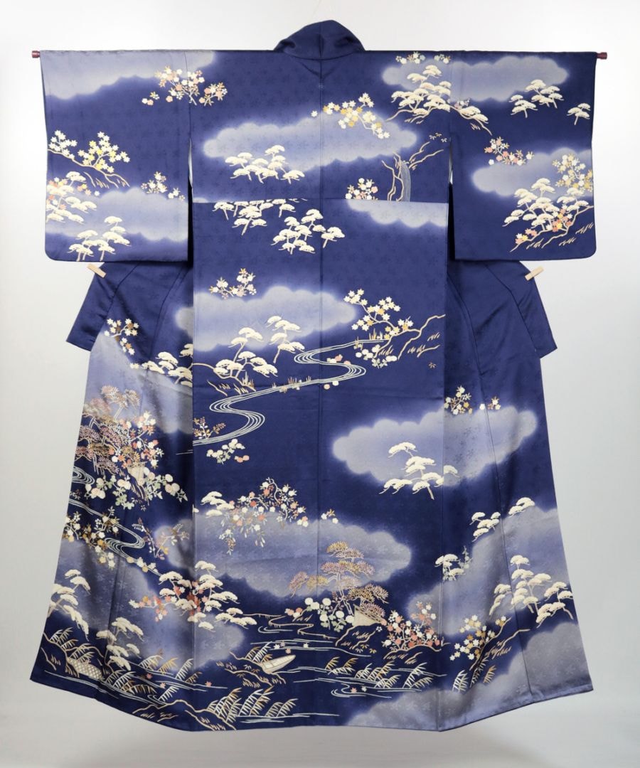 【リユース】訪問着：松や紅葉・流水文様／2504234