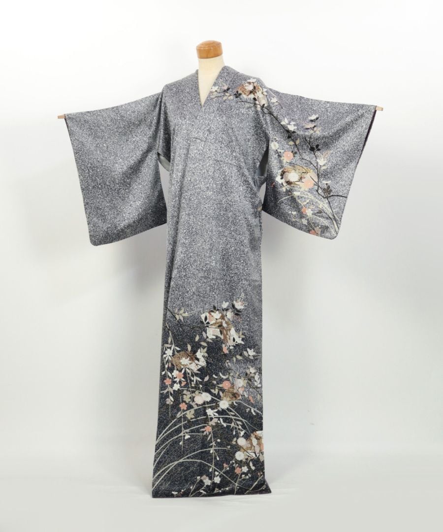 【リユース】訪問着：扇と花文様／2504233