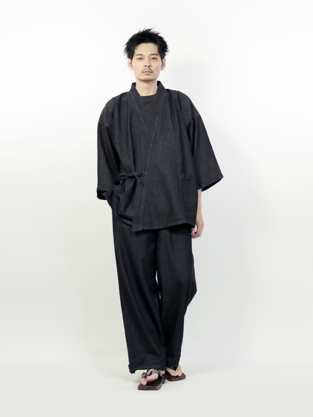 紬甚平 Amazon | 8(eight) (エイト) コットン 作務衣 作業着 ネイビー