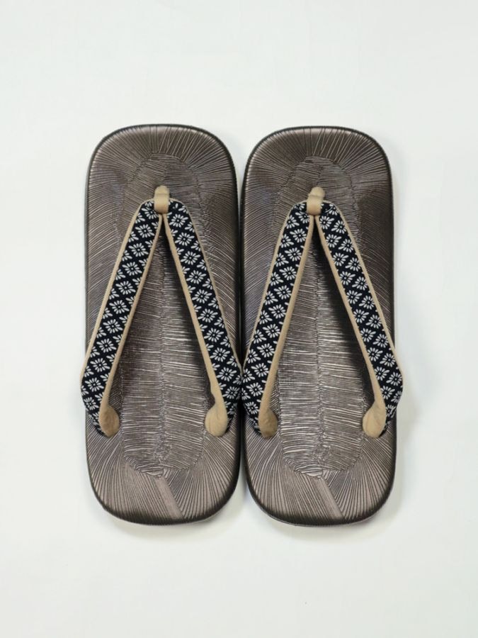 本革底雪駄 印伝調 花菱鼻緒 LL