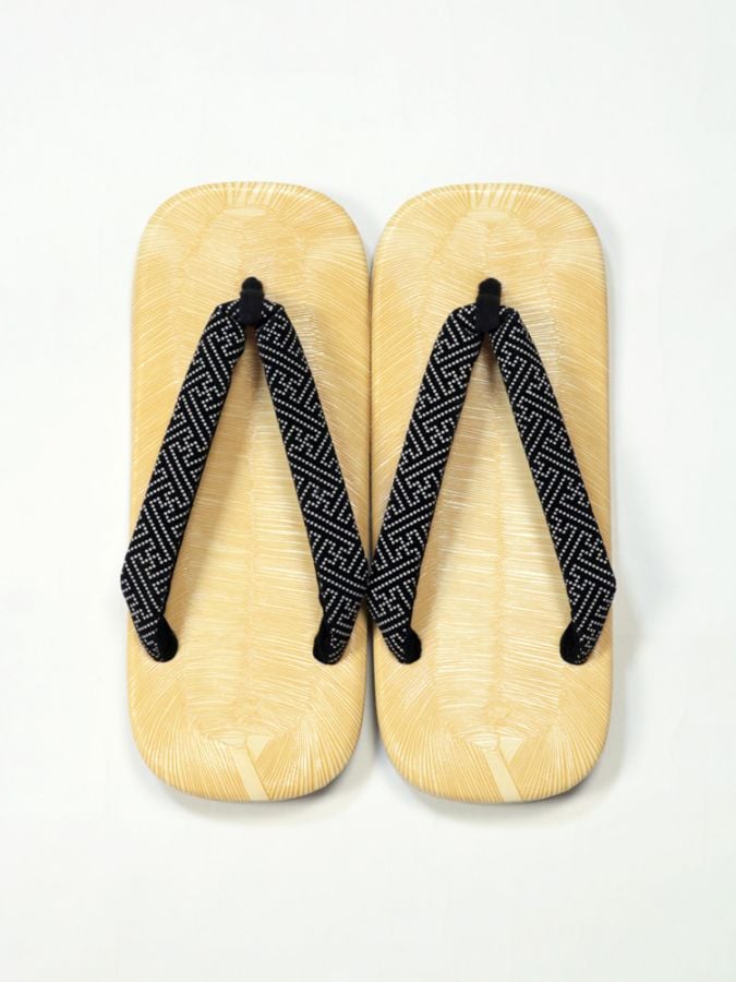 本革底雪駄 印伝調 紗綾型鼻緒 LL