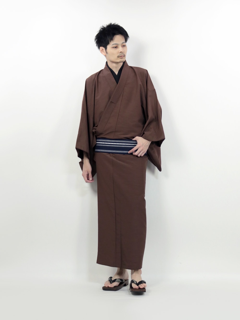 洗える着物 ブラウン Mサイズ