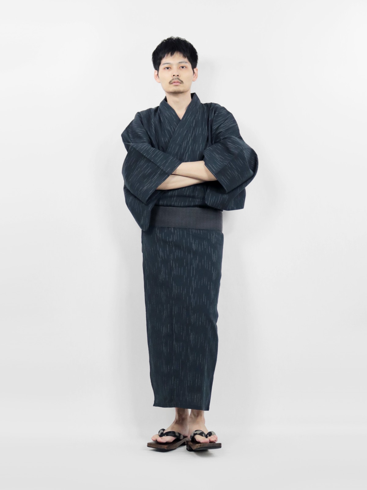 綿100% しじら メンズ浴衣 濃紺