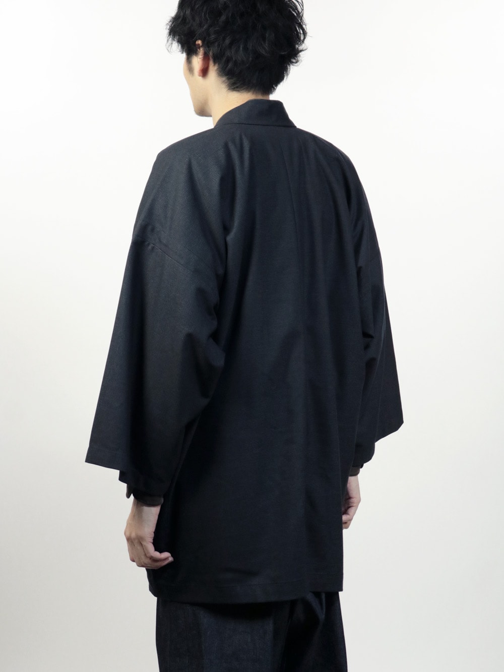 【サンプル放出品】ハオリジャケット 細チェック ウール混