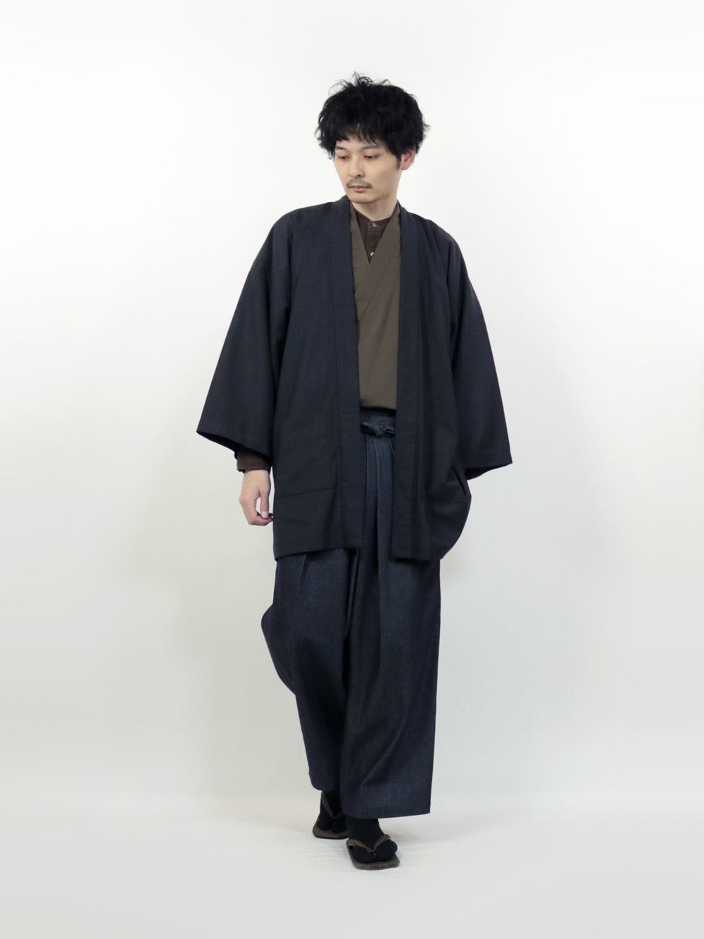 【サンプル放出品】ハオリジャケット 細チェック ウール混