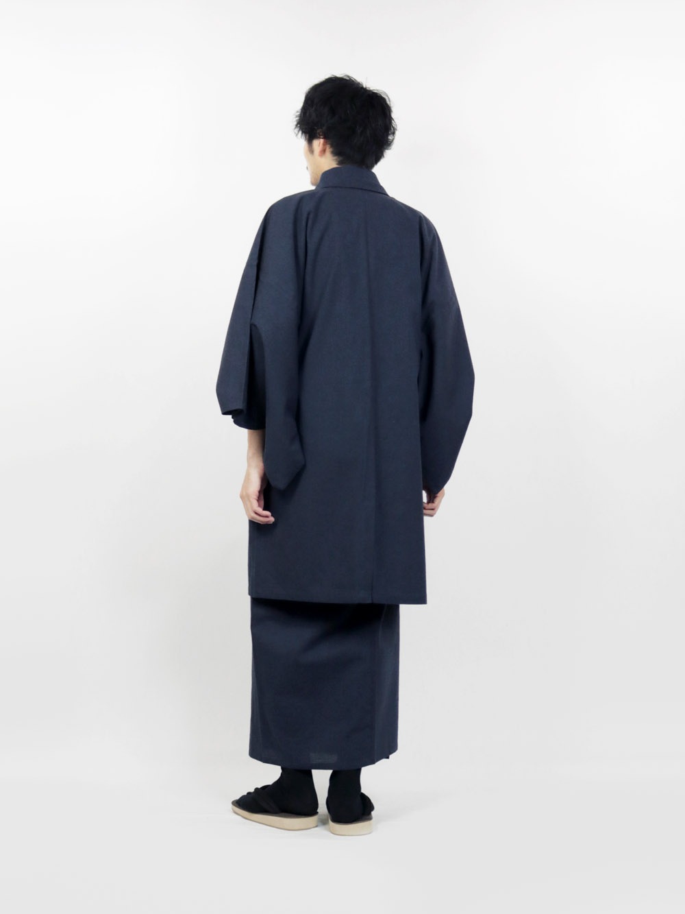 メンズ綿着物 アンサンブル ネイビー