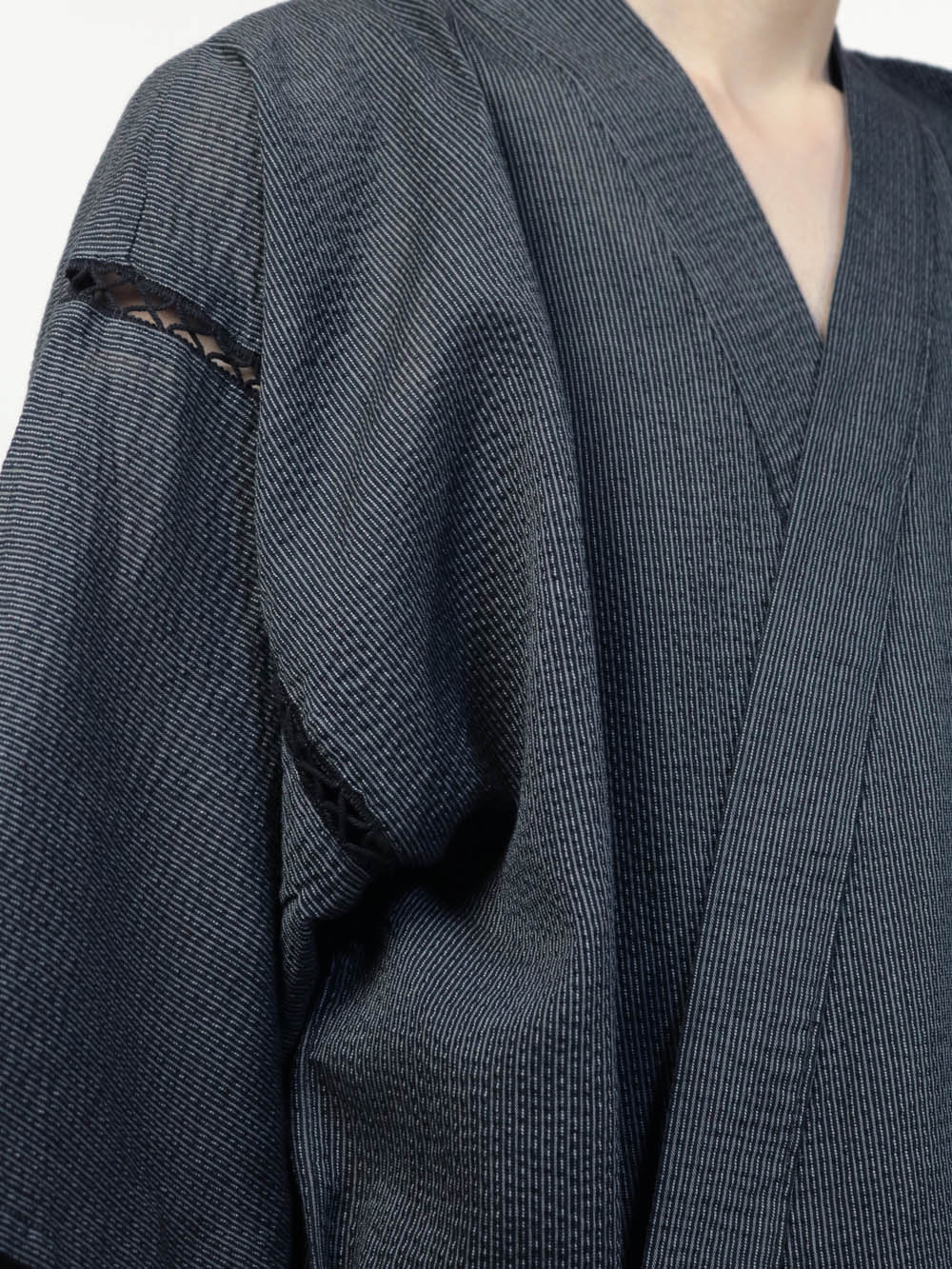 綿麻しじら織 甚平 ダークグレー