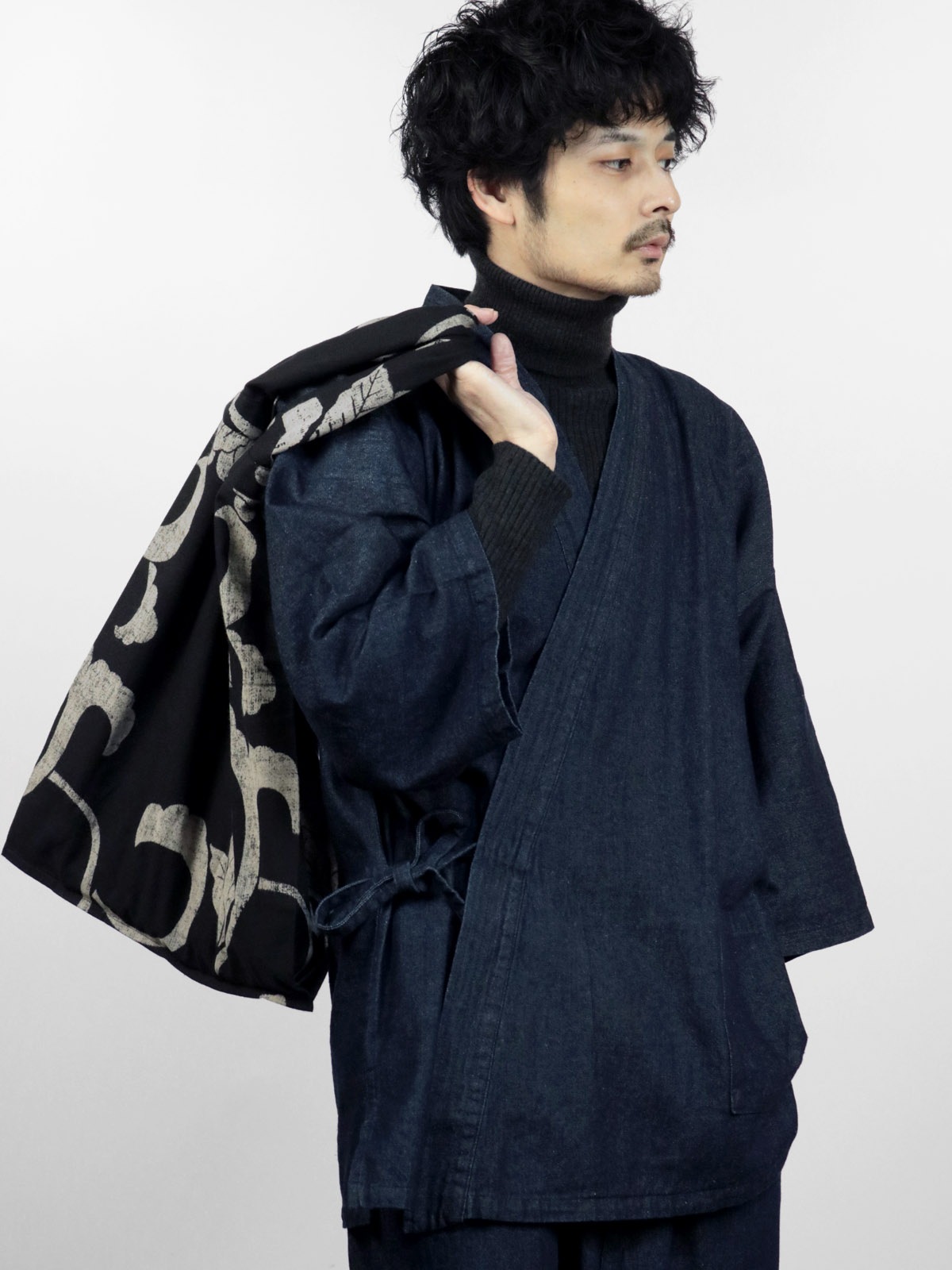 和柄 コットンバッグ マチ付き