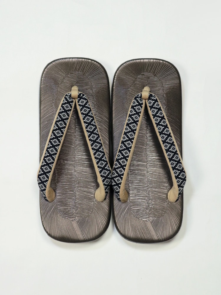 本革底雪駄 印伝調 花菱鼻緒 LL