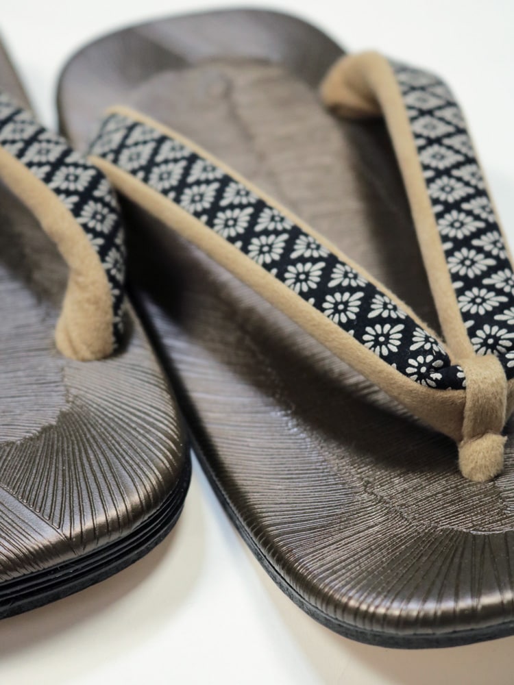 本革底雪駄 印伝調 花菱鼻緒 LL