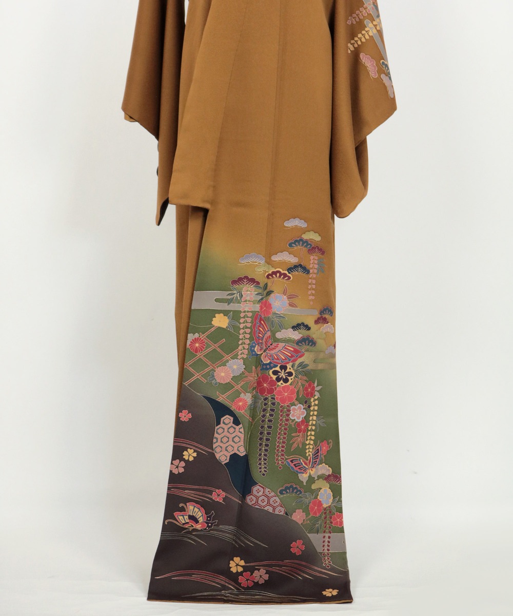 【リユース】訪問着：松竹梅・花籠・蝶／2504092