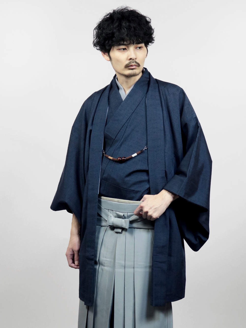 【リユース】真綿紬アンサンブル＆馬乗り袴 着付け6点セット