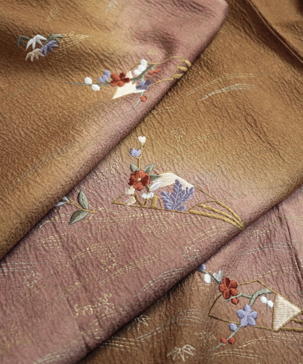 【リユース】訪問着：吹き寄せ・扇子文様／2504072