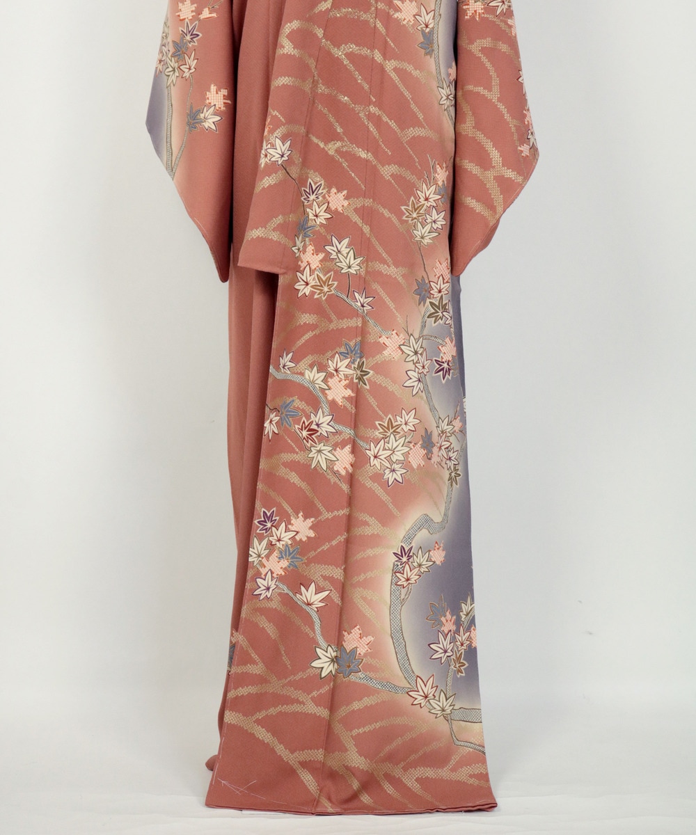【リユース】訪問着:絞り染めの紅葉模様/2504042