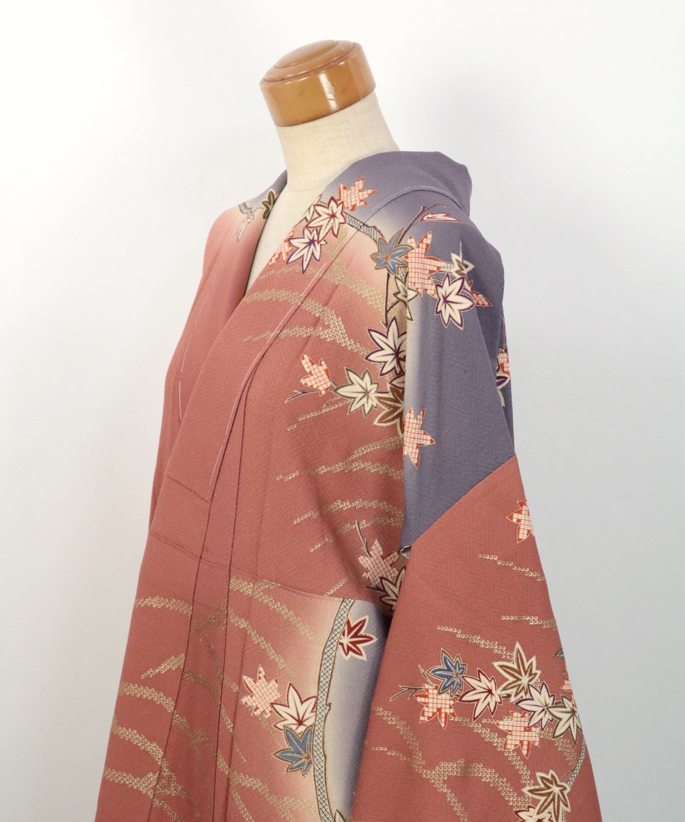 【リユース】訪問着:絞り染めの紅葉模様/2504042