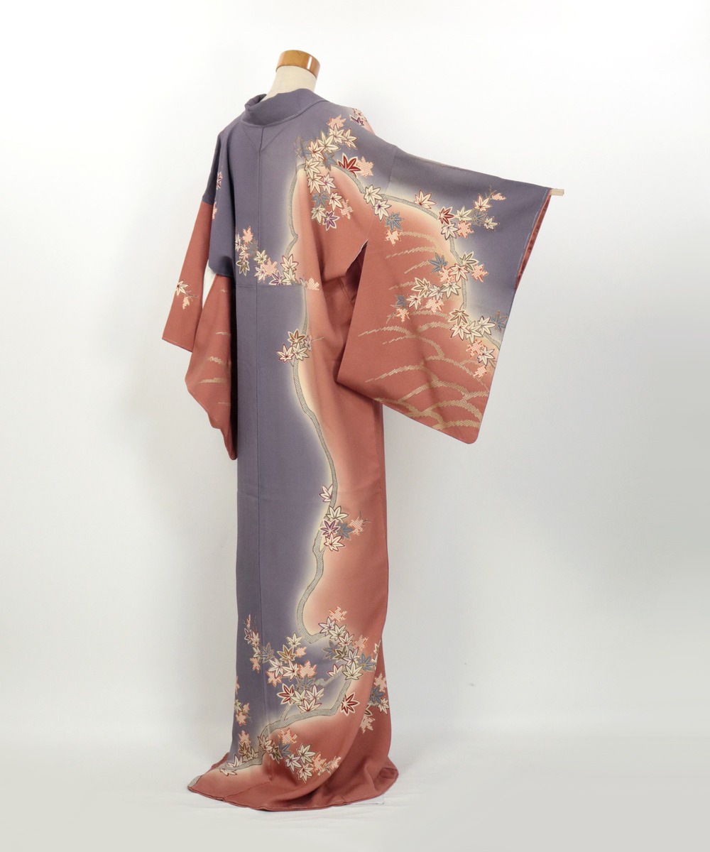 【リユース】訪問着:絞り染めの紅葉模様/2504042