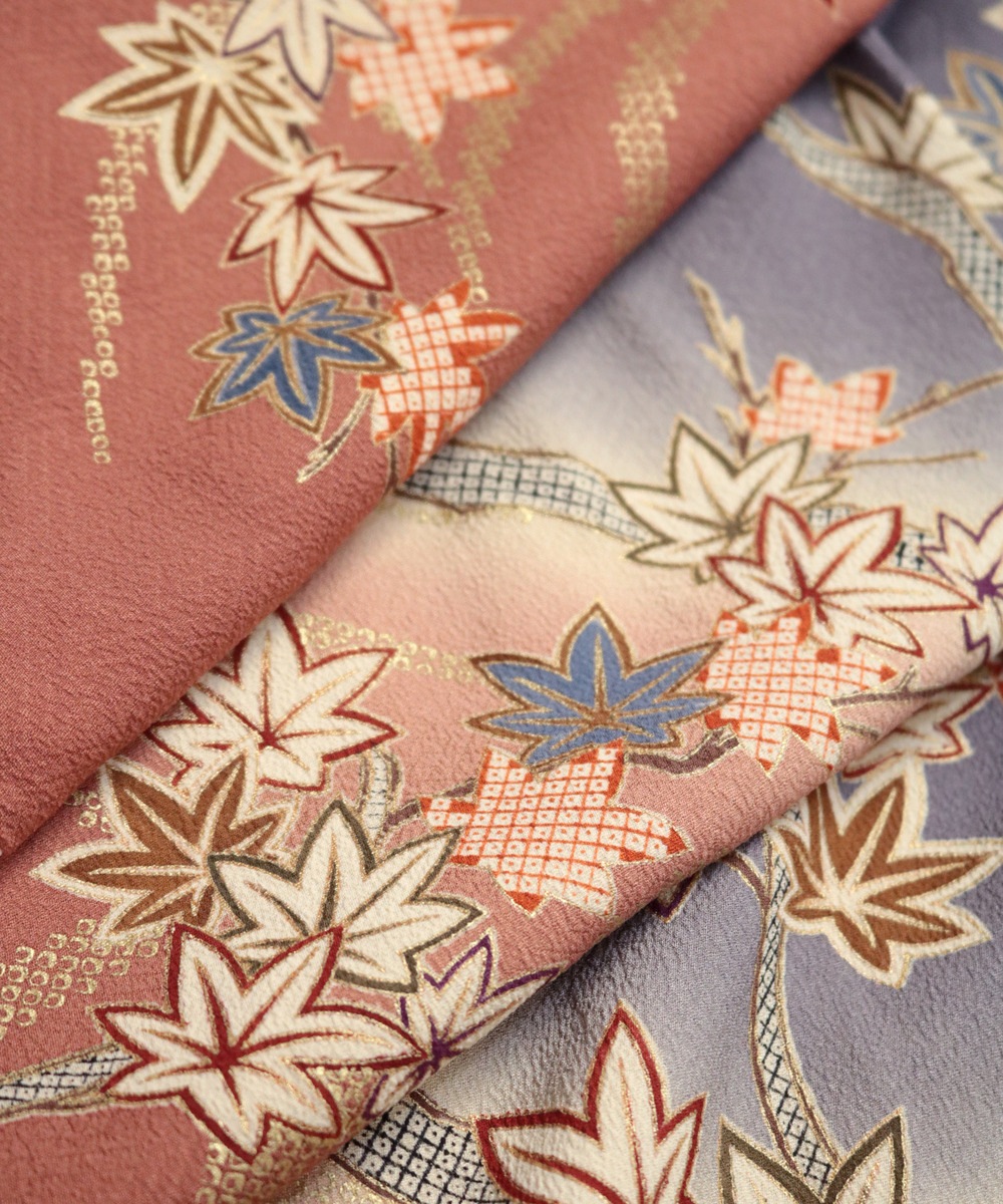 【リユース】訪問着:絞り染めの紅葉模様/2504042