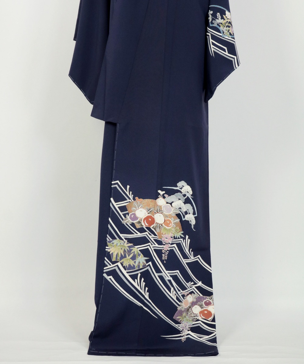 【リユース】訪問着：松と扇模様・作家物／2506254