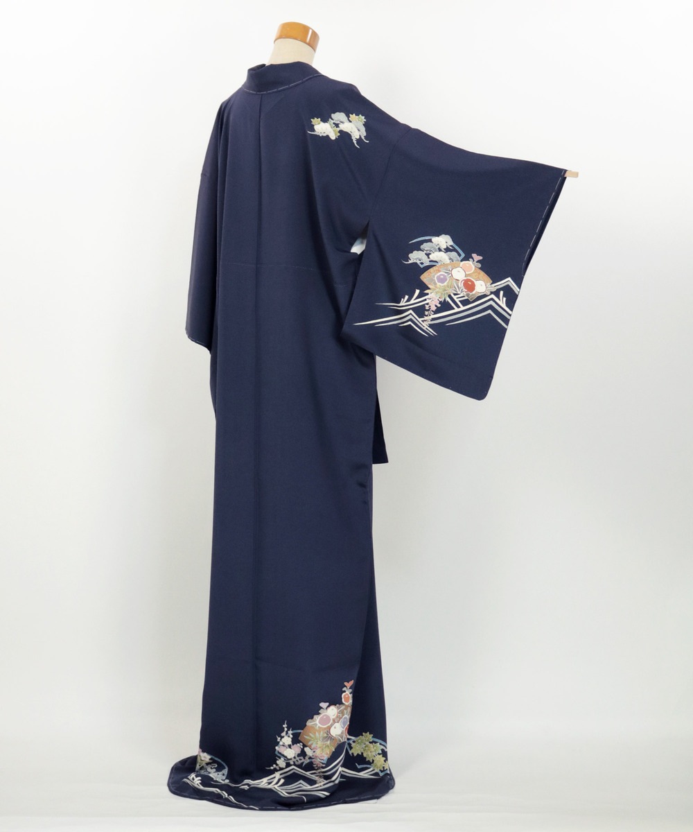 【リユース】訪問着：松と扇模様・作家物／2506254