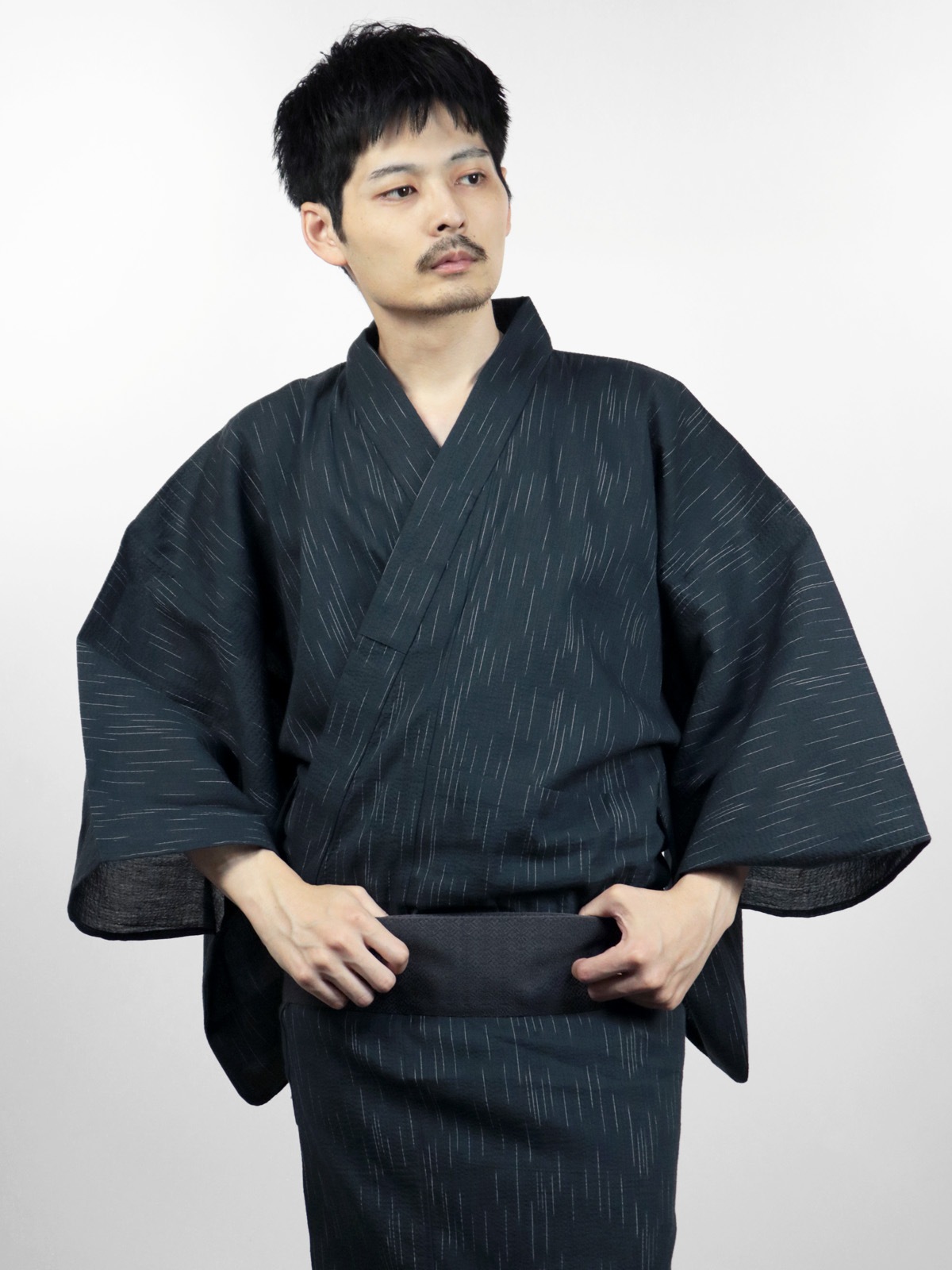 綿100% しじら メンズ浴衣 濃紺