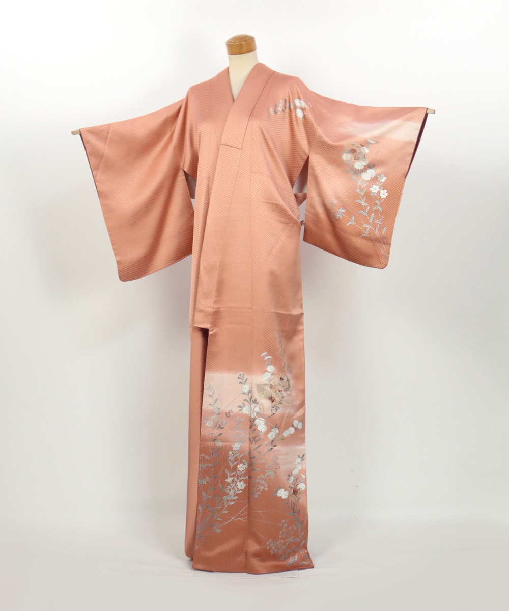 【リユース】訪問着：菊と扇文様／2504102