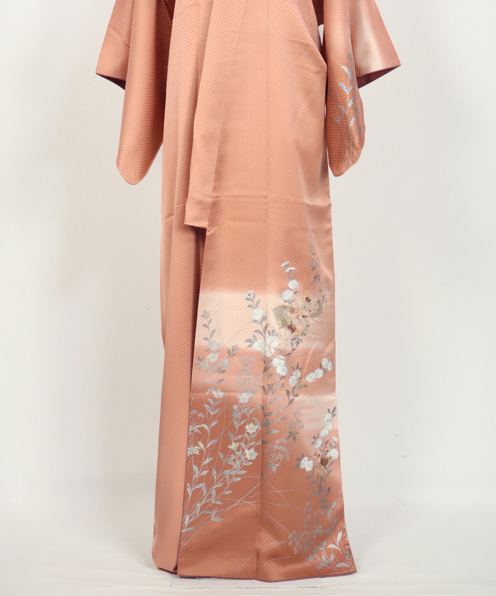 【リユース】訪問着：菊と扇文様／2504102