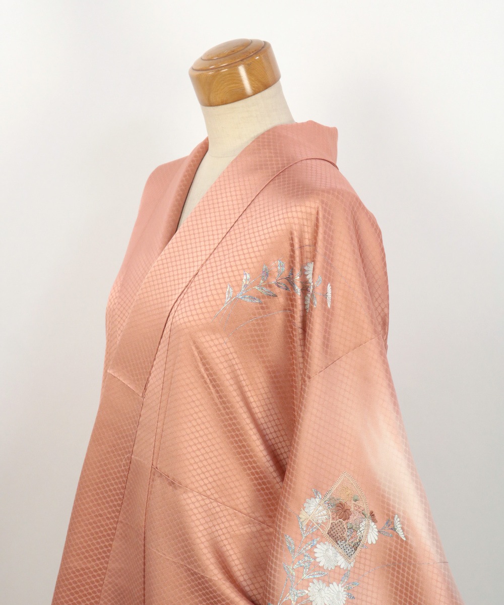 【リユース】訪問着：菊と扇文様／2504102