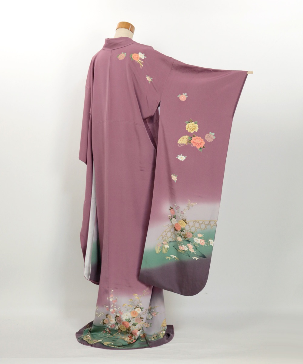 【リユース】振袖：橋・貝桶・扇・打出の小槌文様／K241021