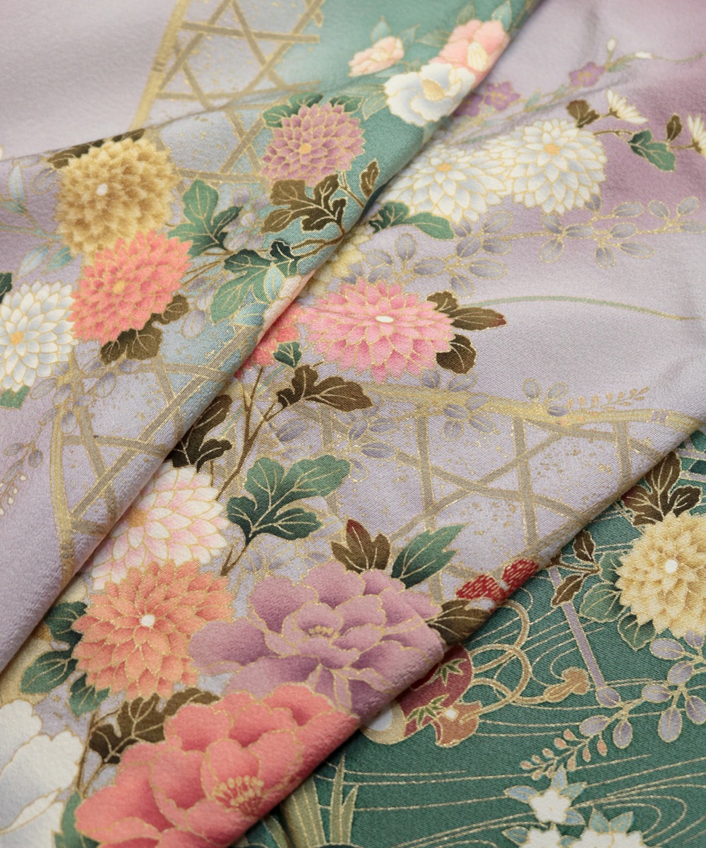 【リユース】振袖：橋・貝桶・扇・打出の小槌文様／K241021