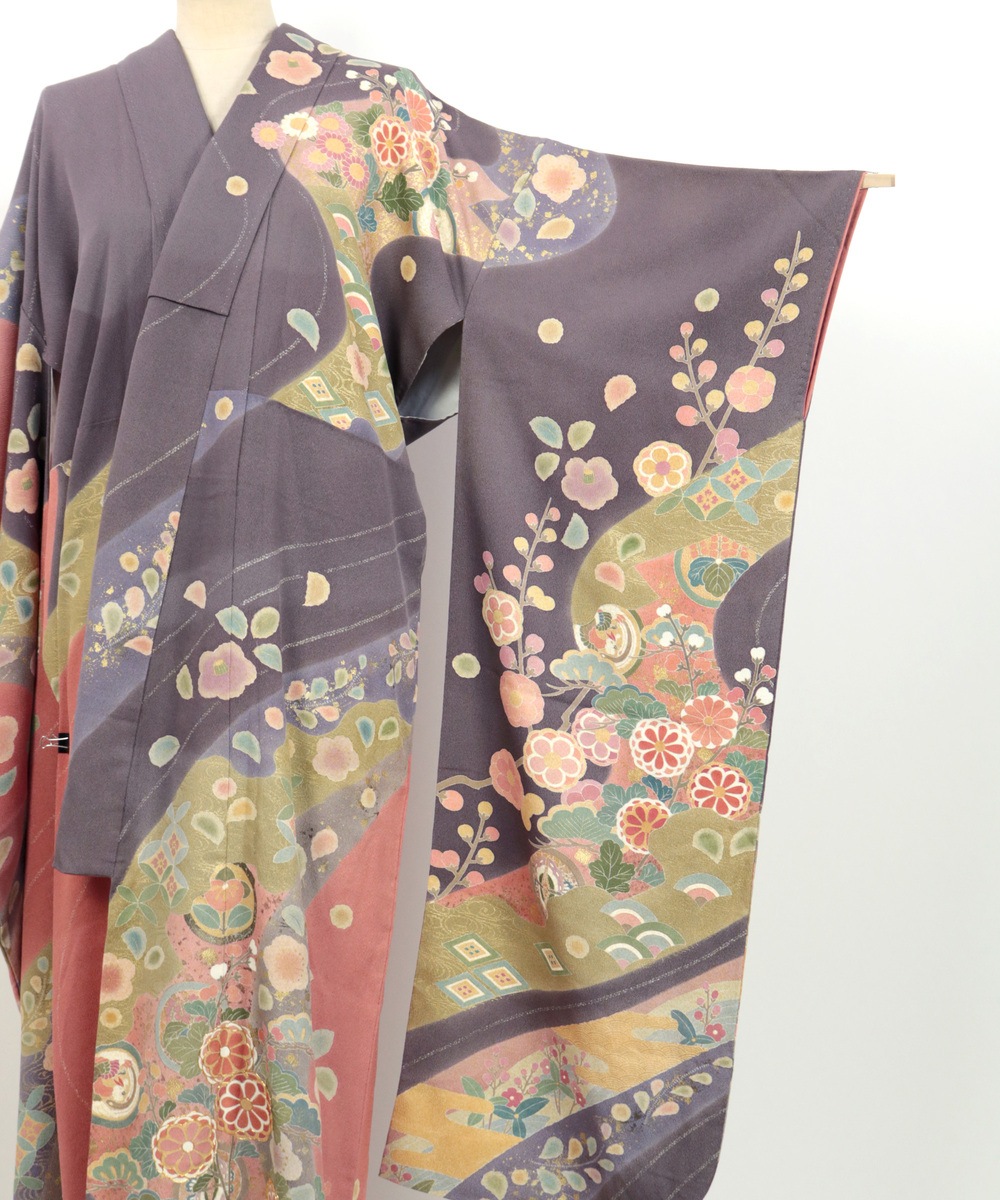 【リユース】振袖：作家物・花文様／K24951